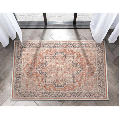Bolona Vintage Oriental Floral Red Flat-Weave Rug Well Woven