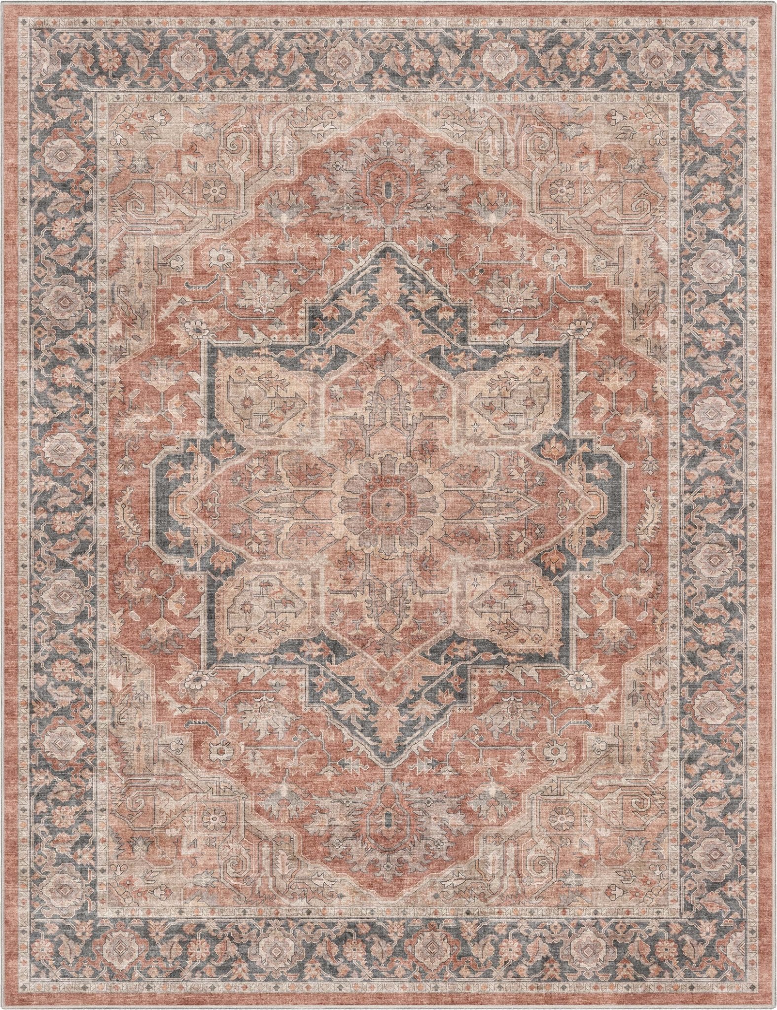 Bolona Vintage Oriental Floral Red Flat-Weave Rug Well Woven