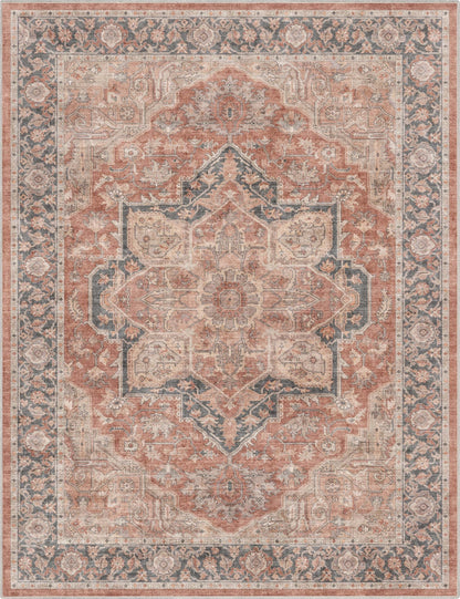 Bolona Vintage Oriental Floral Red Flat-Weave Rug Well Woven