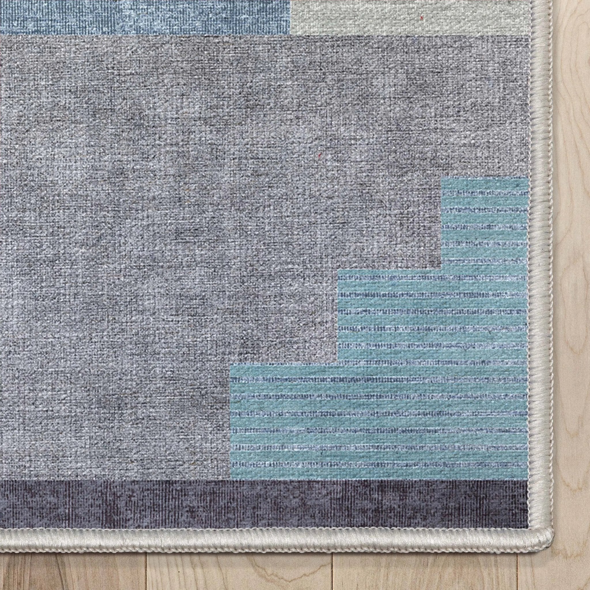 Portsmouth Southwestern Pattern Blue Flat-Weave Rug Well Woven