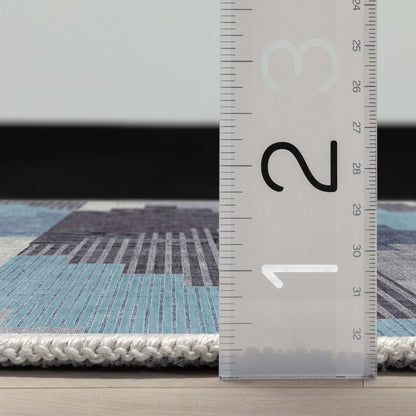 Portsmouth Southwestern Pattern Blue Flat-Weave Rug Well Woven