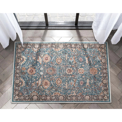 Liana Vintage Oriental Teal Flat-Weave Rug Well Woven