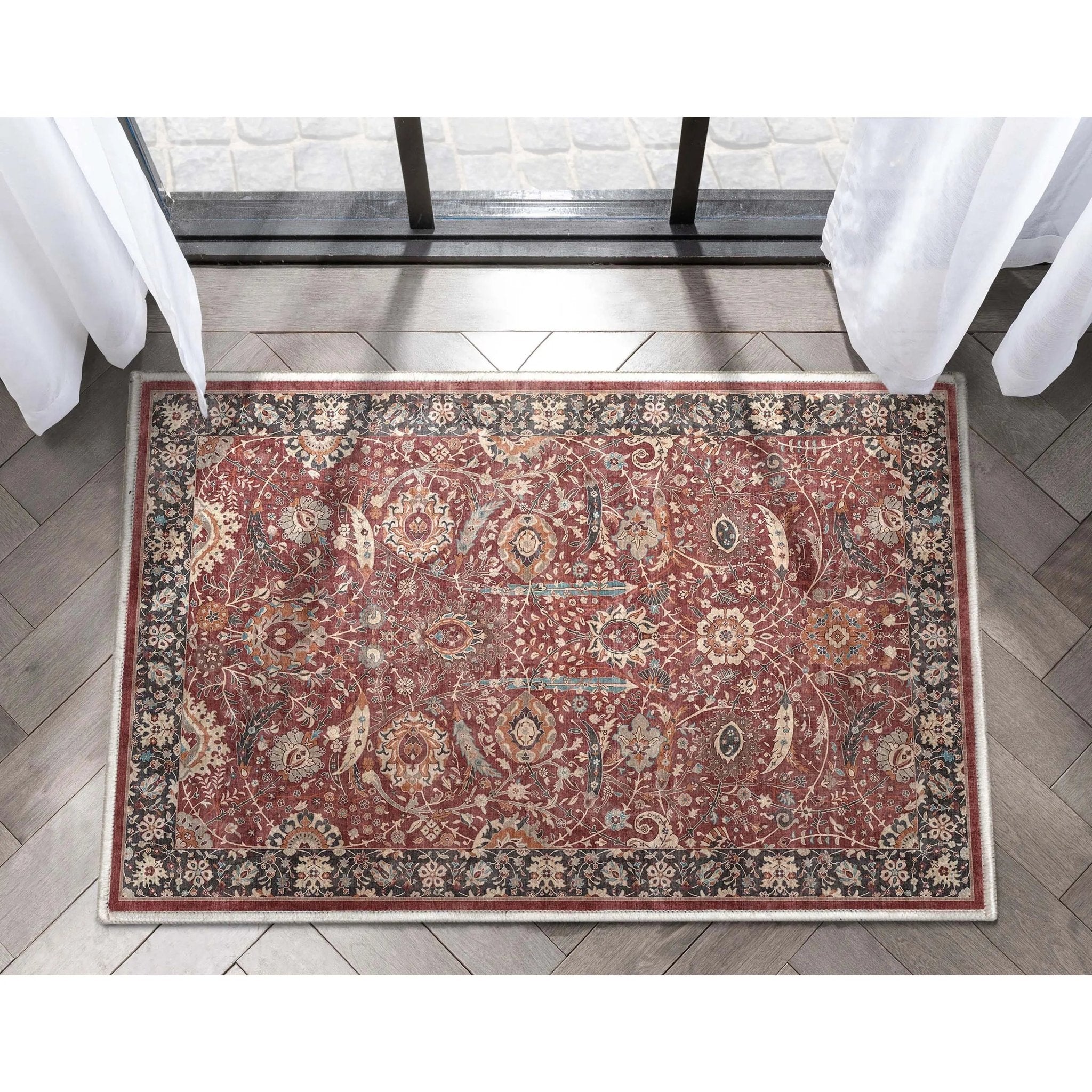 Liana Vintage Oriental Red Flat-Weave Rug Well Woven
