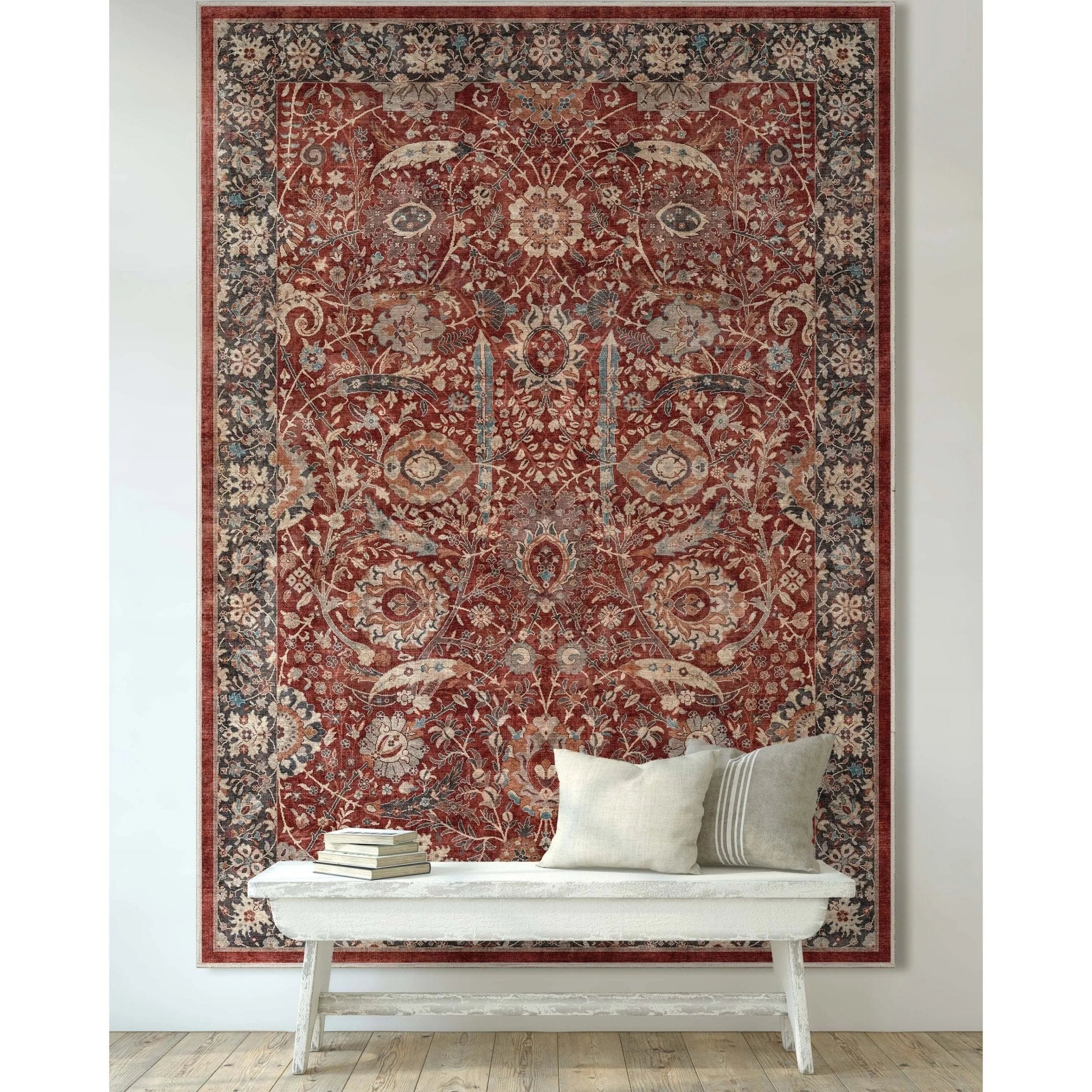 Liana Vintage Oriental Red Flat-Weave Rug Well Woven