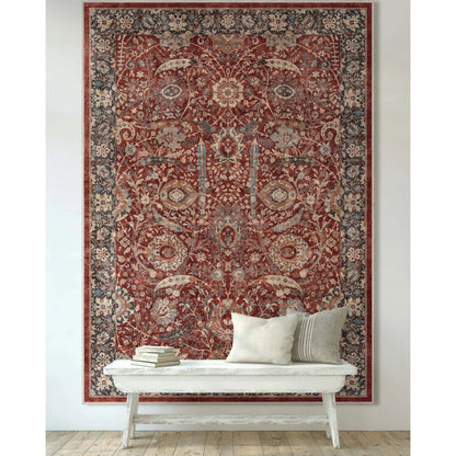 Liana Vintage Oriental Red Flat-Weave Rug Well Woven