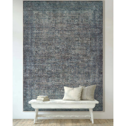 Juliette Vintage Persian Oriental Blue Flat-Weave Rug Well Woven