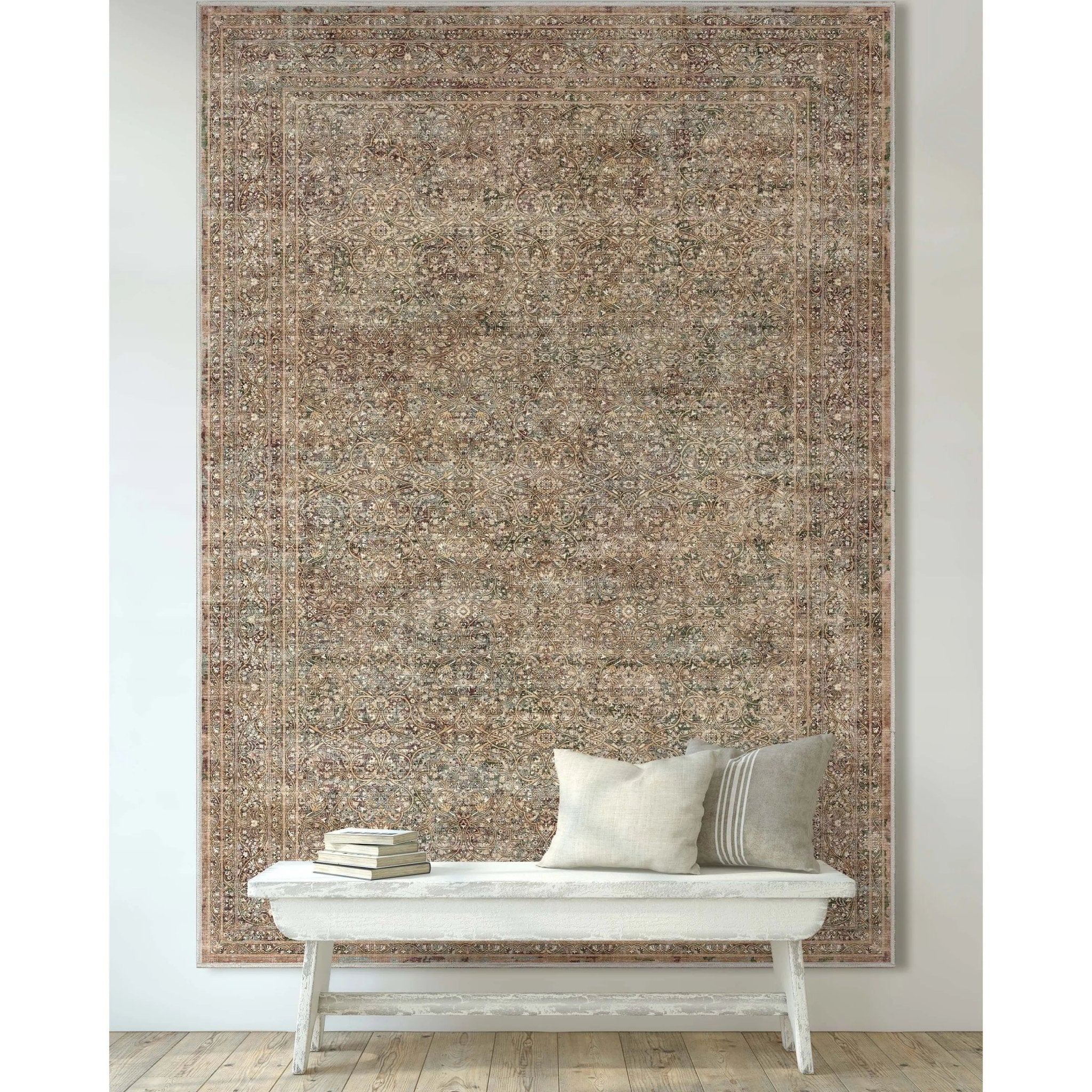 Juliette Vintage Persian Oriental Beige Flat-Weave Rug Well Woven