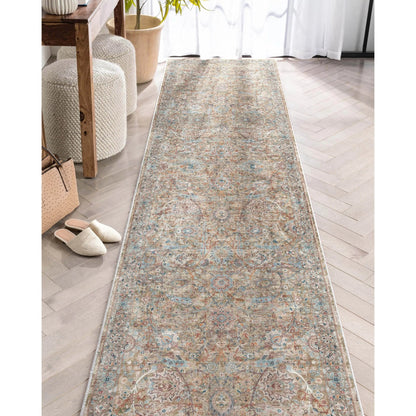 Emilia Vintage Persian Floral Blue Flat-Weave Rug Well Woven