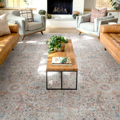 Emilia Vintage Persian Floral Ivory Flat-Weave Rug Well Woven