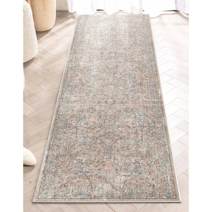 Emilia Vintage Persian Floral Ivory Flat-Weave Rug Well Woven
