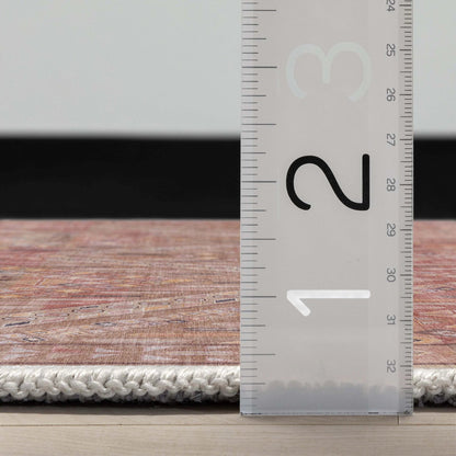 Anya Vintage Tribal Chevron Pink Beige Rust Flat-Weave Rug Well Woven