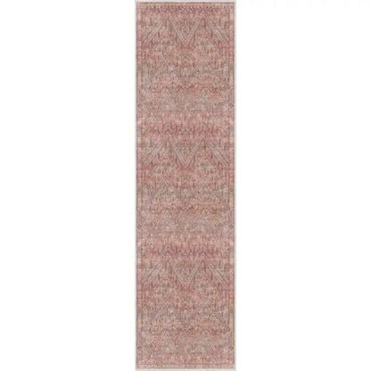 Anya Vintage Tribal Chevron Pink Beige Rust Flat-Weave Rug Well Woven