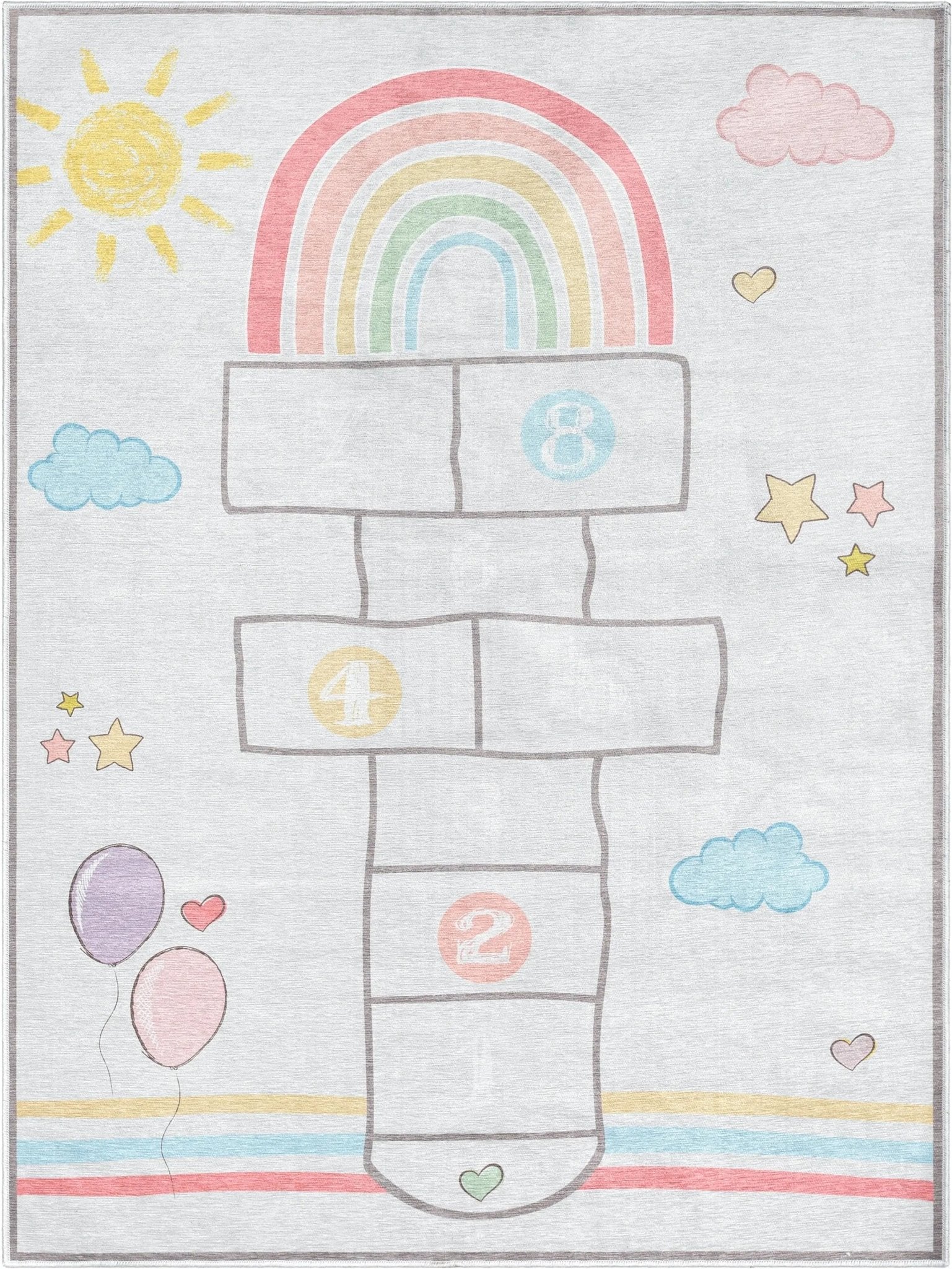 Hopscotch Modern Multi Grey Kids Flat-Weave Rug Well Woven