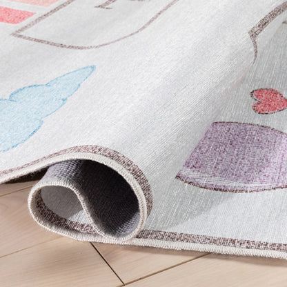 Hopscotch Rainbow Modern Multi Beige Kids Flat-Weave Rug Well Woven