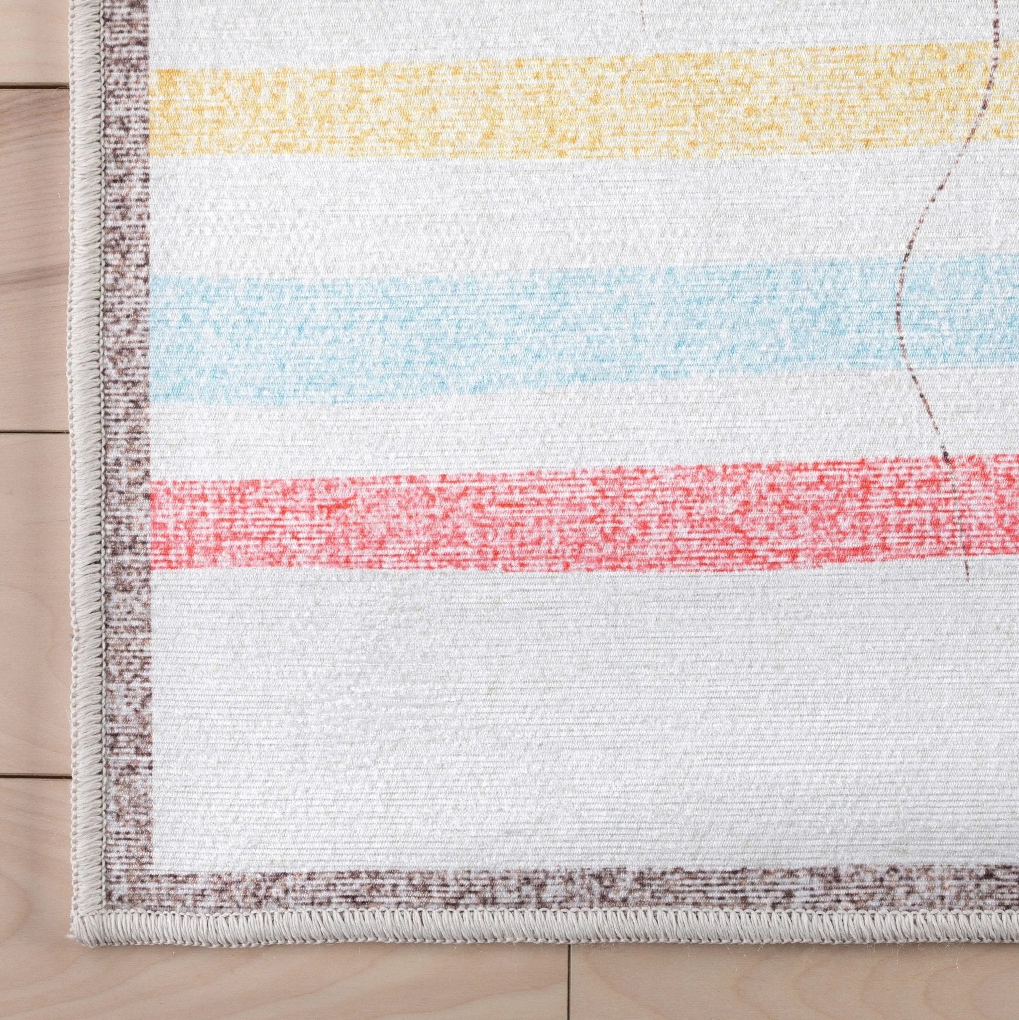 Hopscotch Rainbow Modern Multi Beige Kids Flat-Weave Rug Well Woven