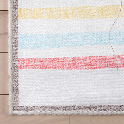 Hopscotch Rainbow Modern Multi Beige Kids Flat-Weave Rug Well Woven