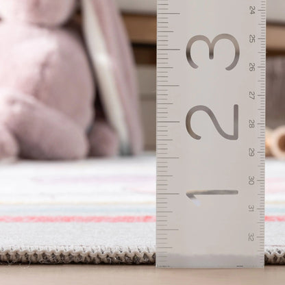 Hopscotch Rainbow Modern Multi Beige Kids Flat-Weave Rug Well Woven