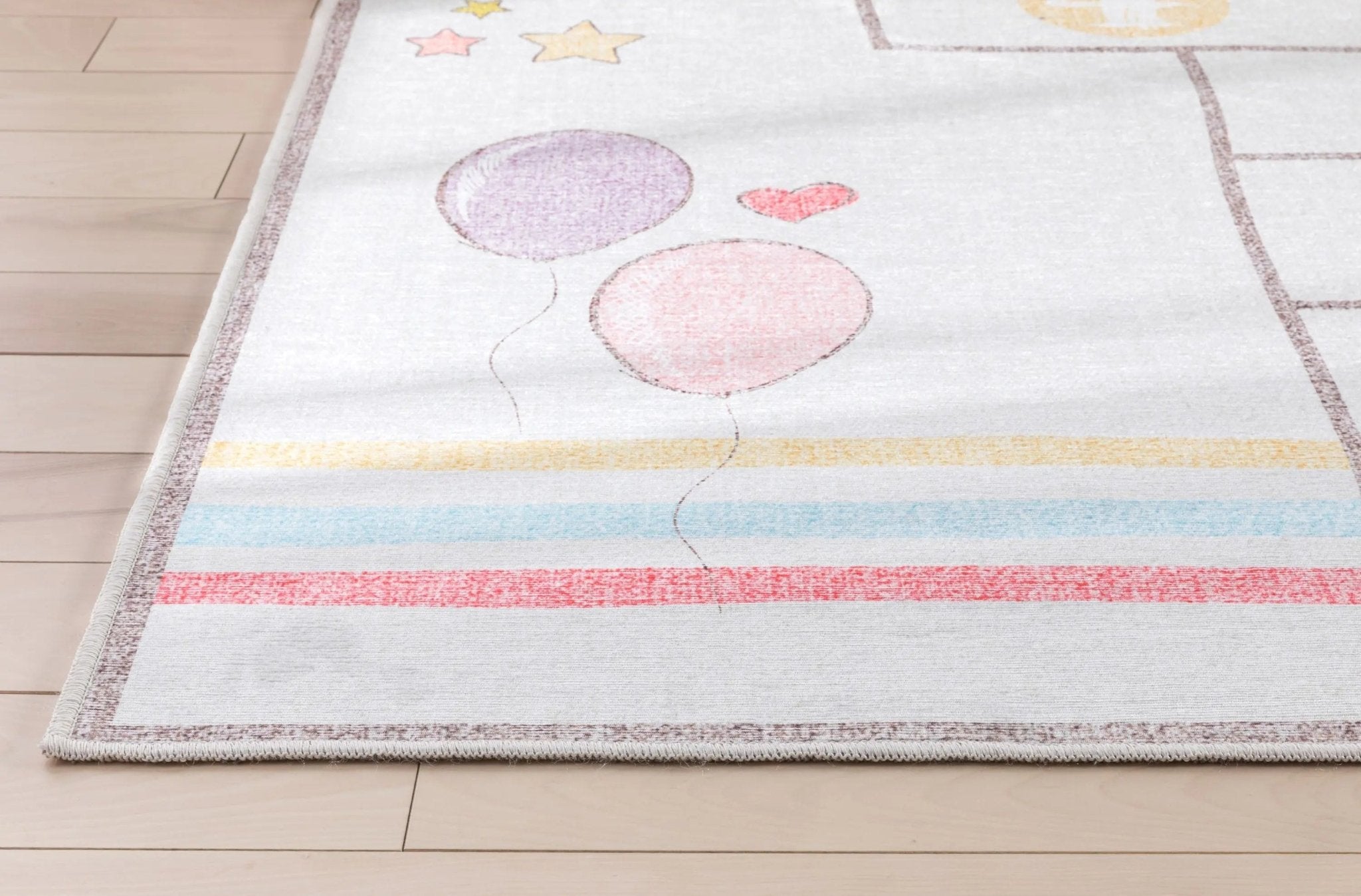 Hopscotch Rainbow Modern Multi Beige Kids Flat-Weave Rug Well Woven
