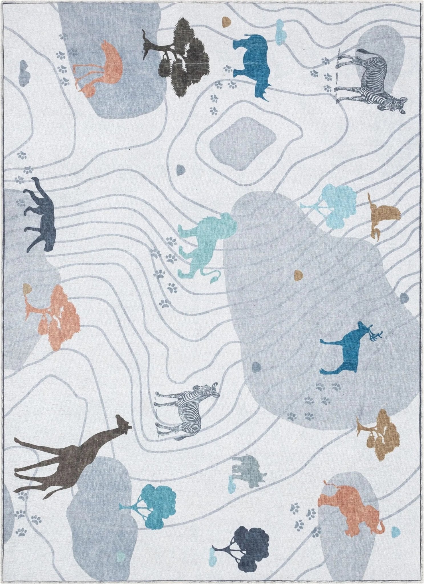 Safari Modern Grey Kids Flat-Weave Rug Well Woven