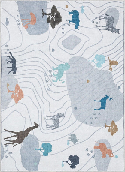 Safari Modern Grey Kids Flat-Weave Rug Well Woven