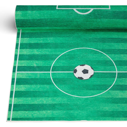 Soccer Field Modern Green Kids Flat-Weave Rug Well Woven