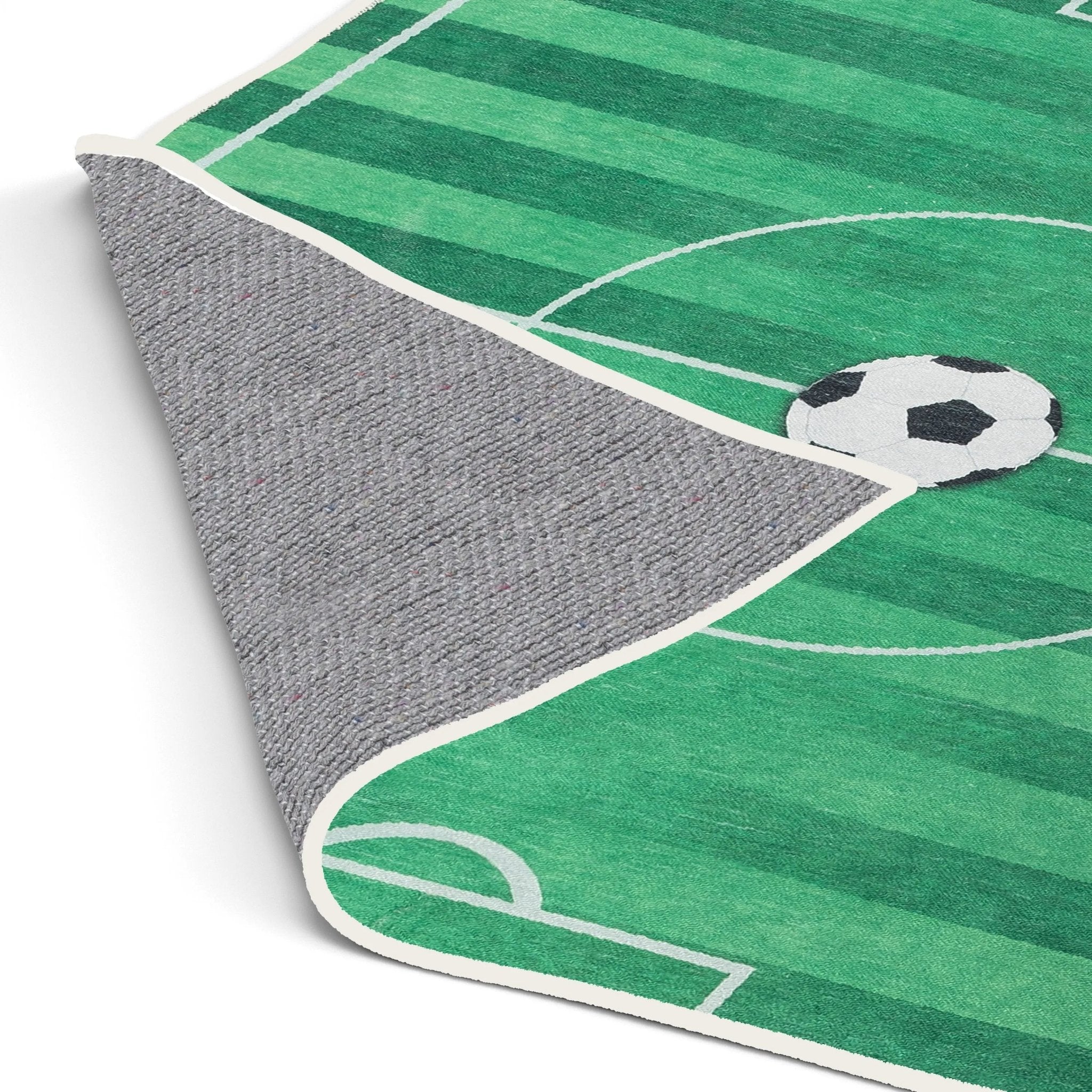 Soccer Field Modern Green Kids Flat-Weave Rug Well Woven