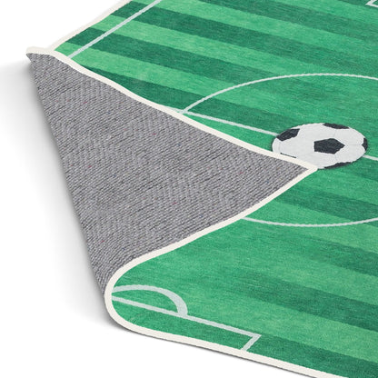 Soccer Field Modern Green Kids Flat-Weave Rug Well Woven