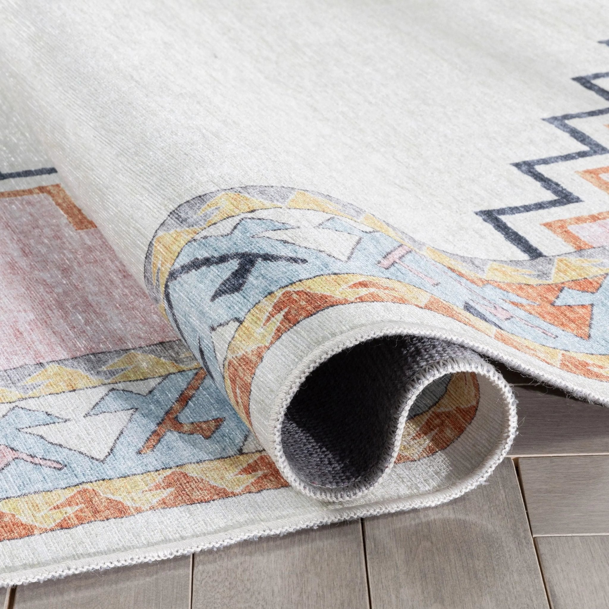 Ethnic Soft Medallion Modern Pink Beige Kids Flat-Weave Rug Well Woven