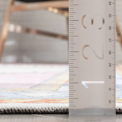 Ethnic Soft Medallion Modern Pink Beige Kids Flat-Weave Rug Well Woven