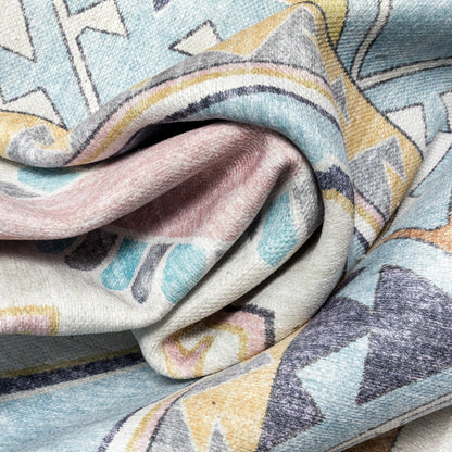 Ethnic Soft Medallion Modern Pink Kids Flat-Weave Rug Well Woven