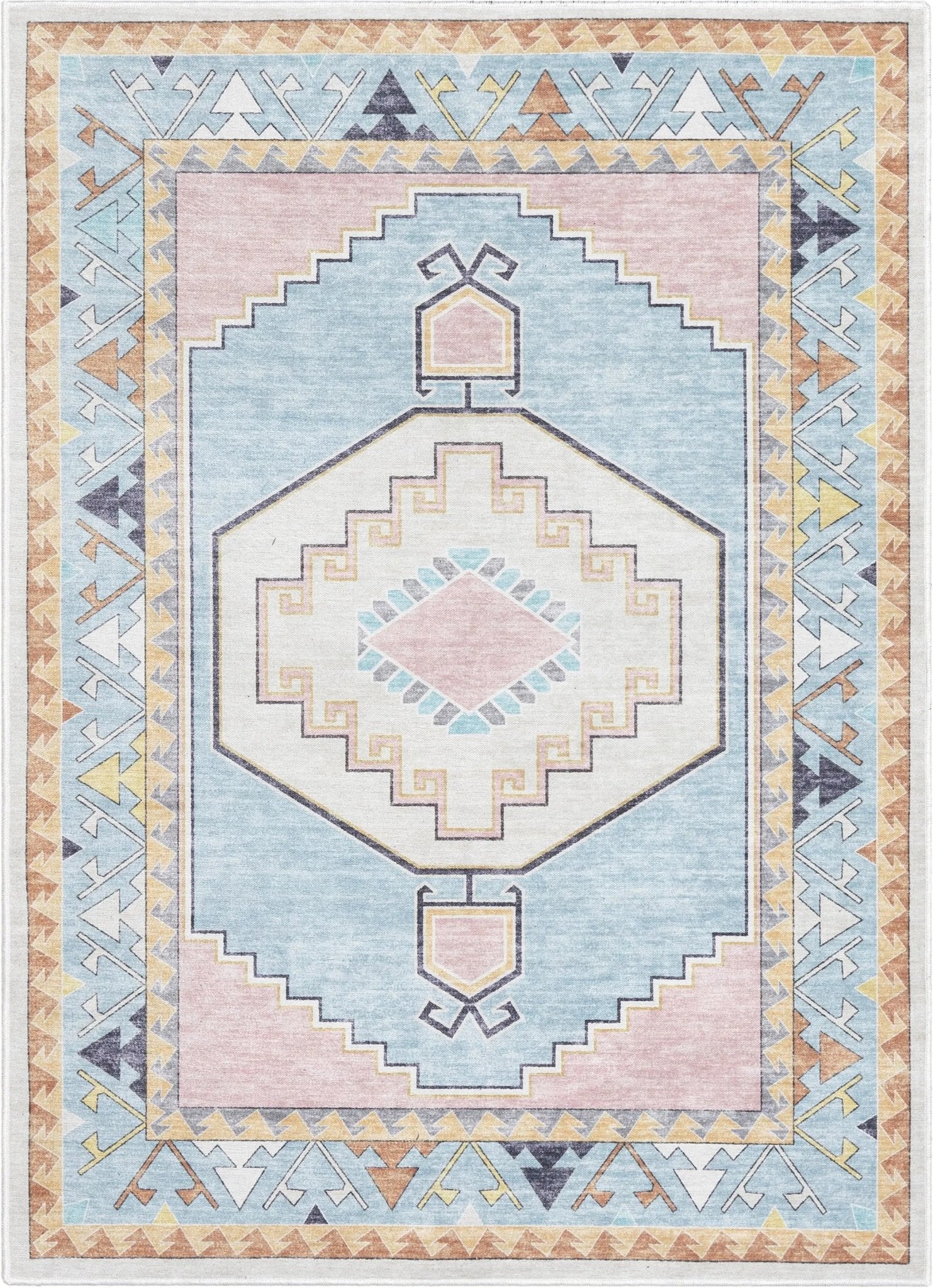 Ethnic Soft Medallion Modern Pink Kids Flat-Weave Rug Well Woven