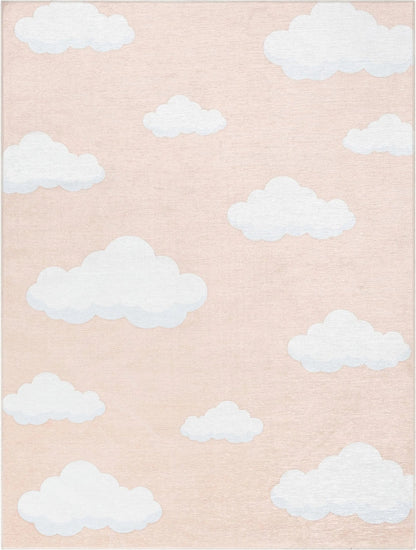Cloud 9 Modern Coral Kids Flat-Weave Rug Well Woven