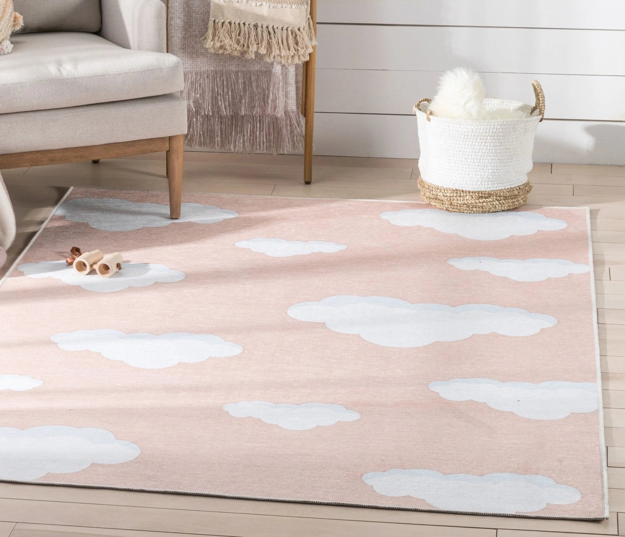 Cloud 9 Modern Coral Kids Flat-Weave Rug Well Woven