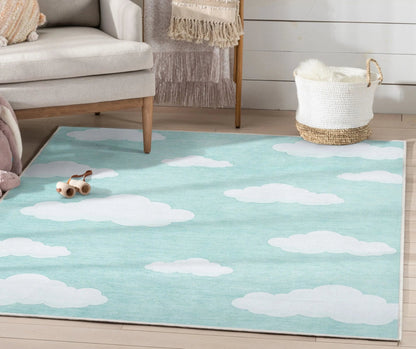 Cloud 9 Modern Mint Kids Flat-Weave Rug Well Woven