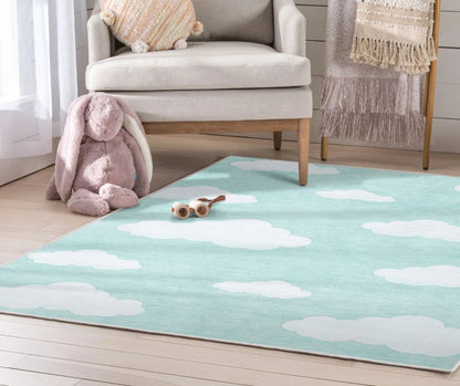 Cloud 9 Modern Mint Kids Flat-Weave Rug Well Woven