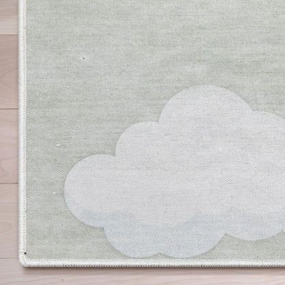 Cloud 9 Modern Sage Green Kids Flat-Weave Rug Well Woven