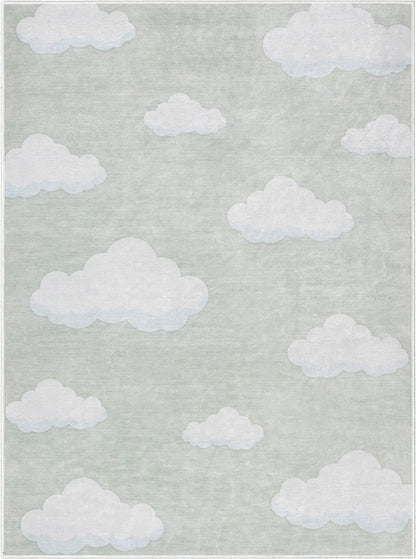 Cloud 9 Modern Sage Green Kids Flat-Weave Rug Well Woven