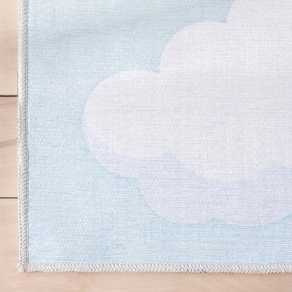 Cloud 9 Modern Light Blue Kids Flat-Weave Rug Well Woven