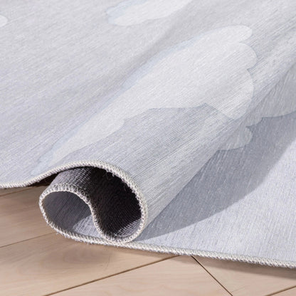 Cloud 9 Modern Grey Kids Flat-Weave Rug Well Woven
