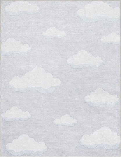 Cloud 9 Modern Grey Kids Flat-Weave Rug Well Woven