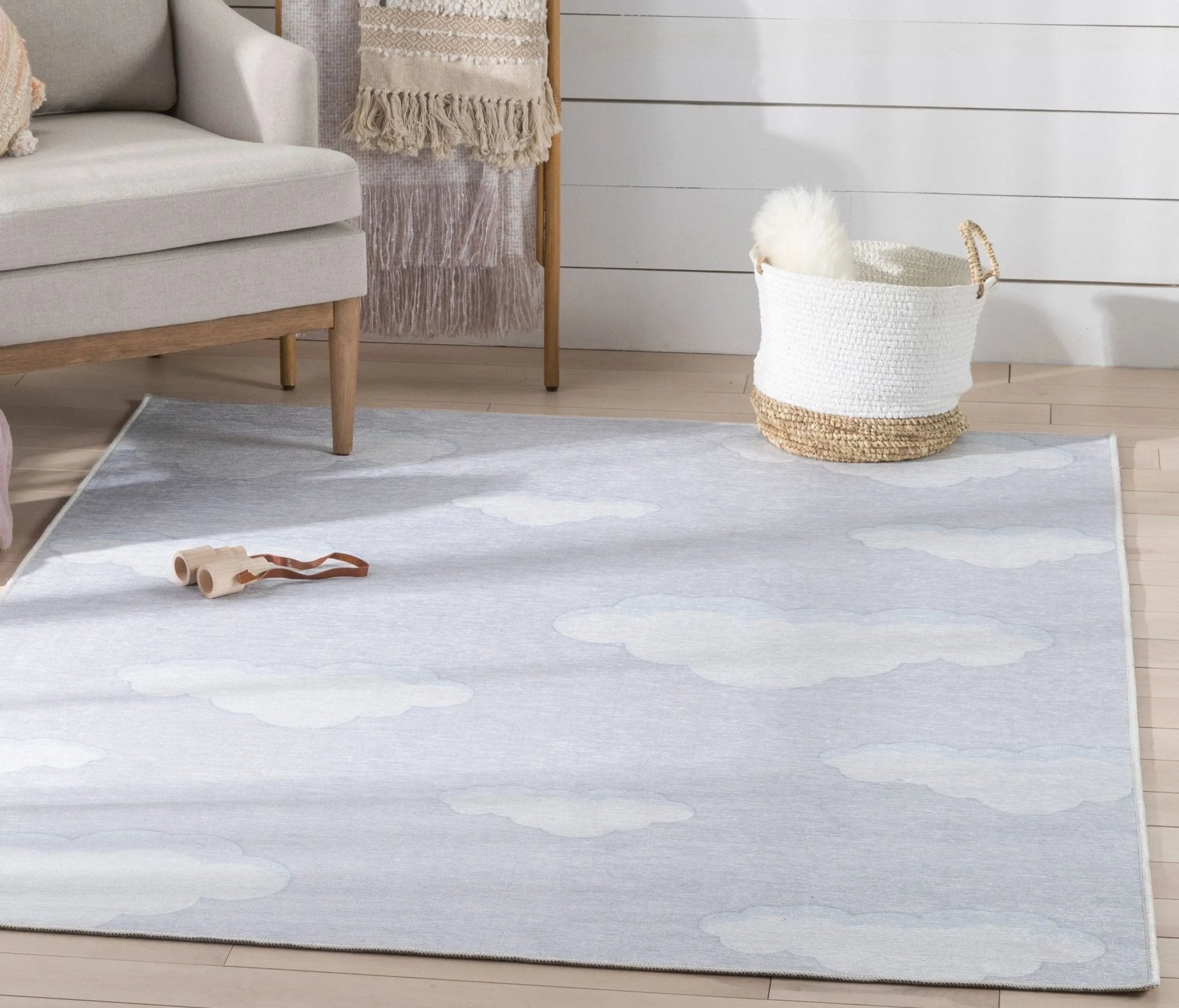 Cloud 9 Modern Grey Kids Flat-Weave Rug Well Woven