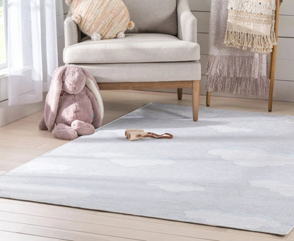 Cloud 9 Modern Grey Kids Flat-Weave Rug Well Woven