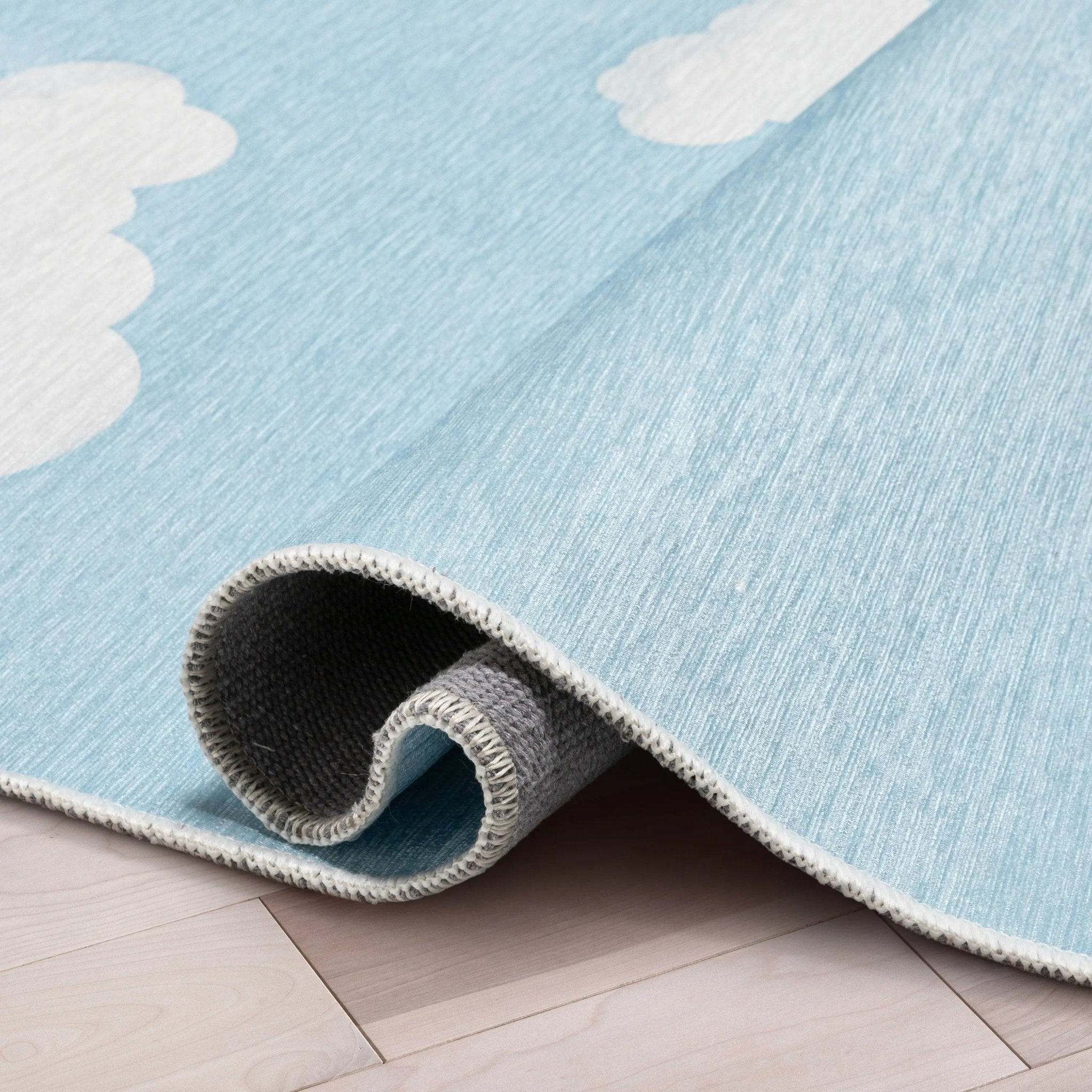 Cloud 9 Modern Blue Kids Flat-Weave Rug Well Woven