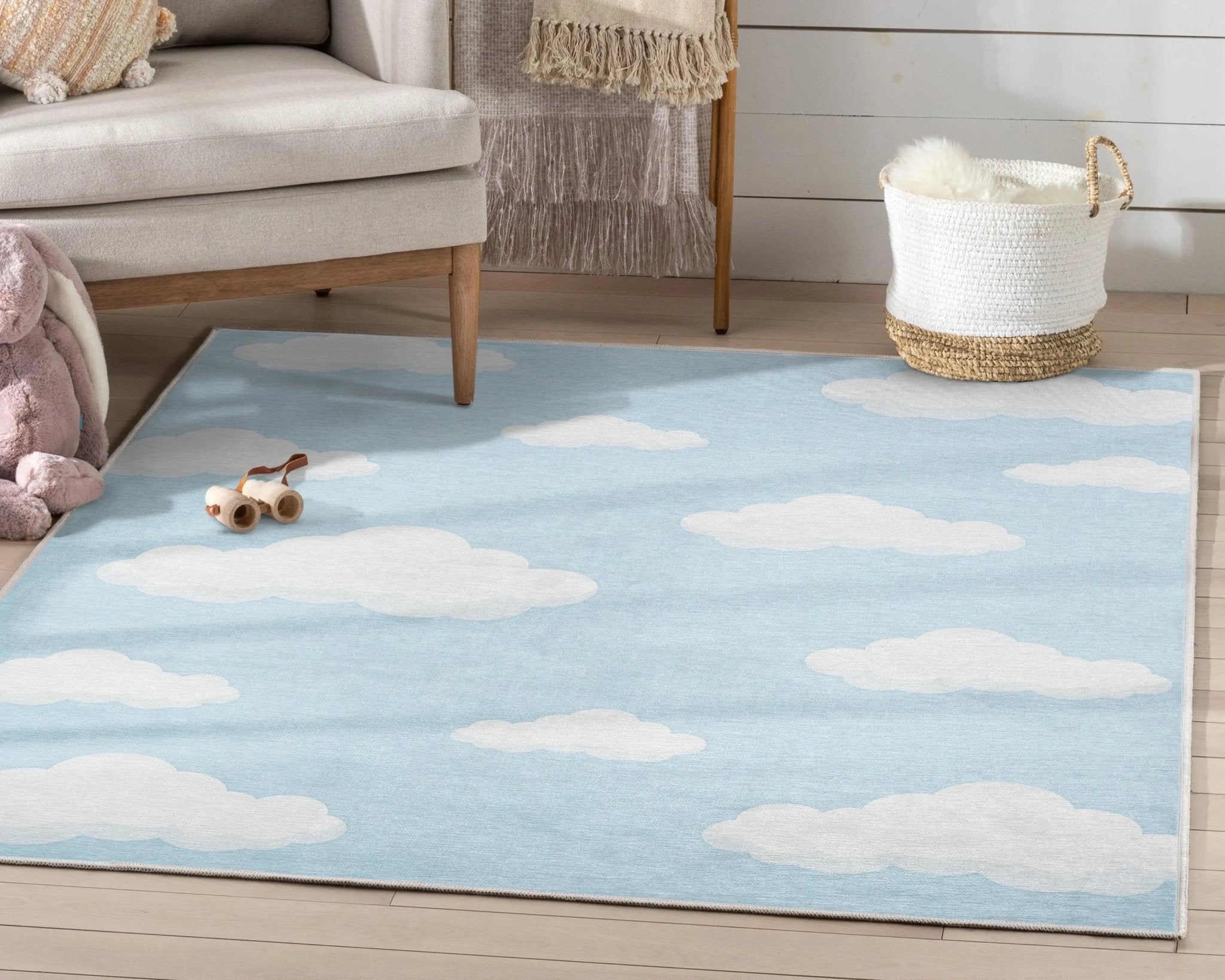 Cloud 9 Modern Blue Kids Flat-Weave Rug Well Woven