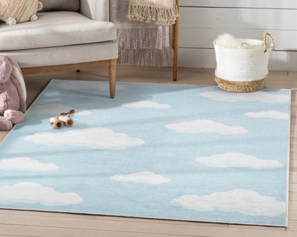 Cloud 9 Modern Blue Kids Flat-Weave Rug Well Woven