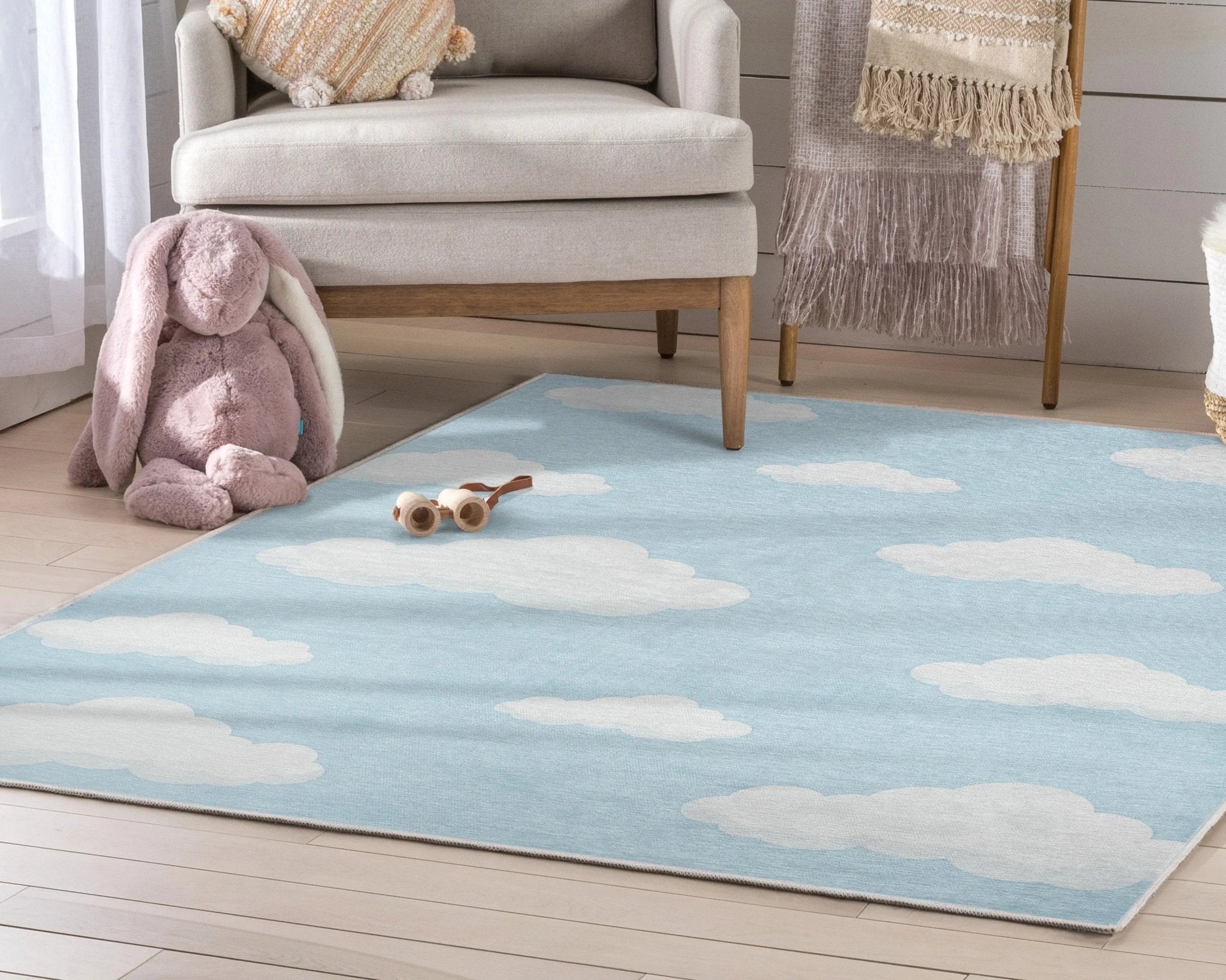 Cloud 9 Modern Blue Kids Flat-Weave Rug Well Woven