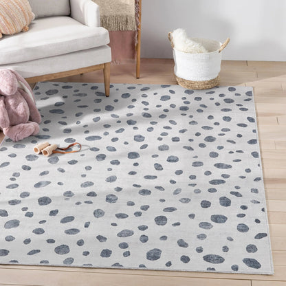 Animal Dots Modern Ivory Black Area Flat-Weave Rug Well Woven