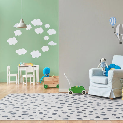 Animal Dots Modern Ivory Black Area Flat-Weave Rug Well Woven