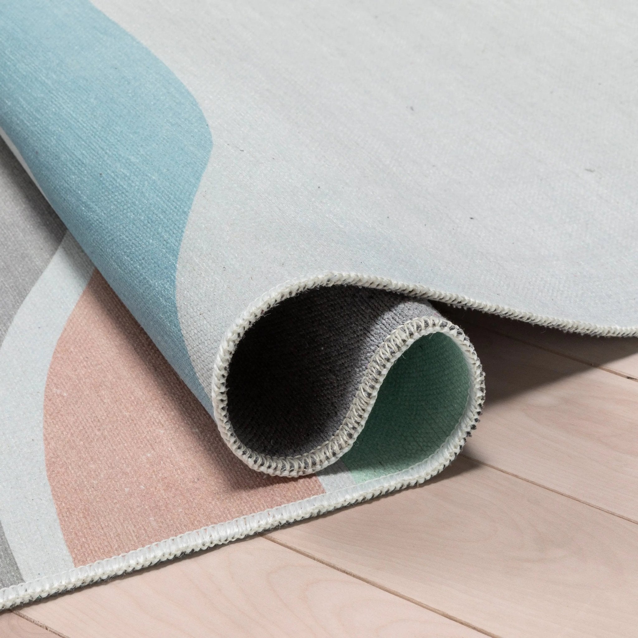 Curved Rainbow Modern Multi Color Pastel Area Flat-Weave Rug Well Woven