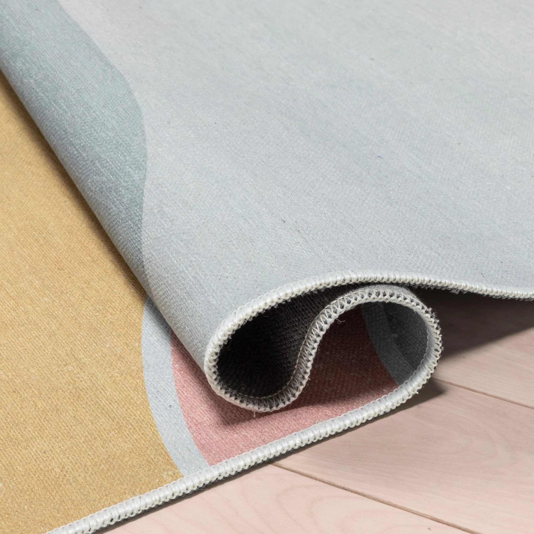 Curved Rainbow Modern Multi Color Area Flat-Weave Rug Well Woven